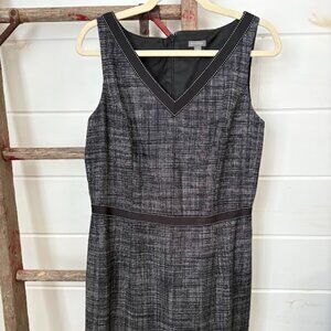 Ann Taylor Grey/Black V-Neck Dress with Black Belt Size 12